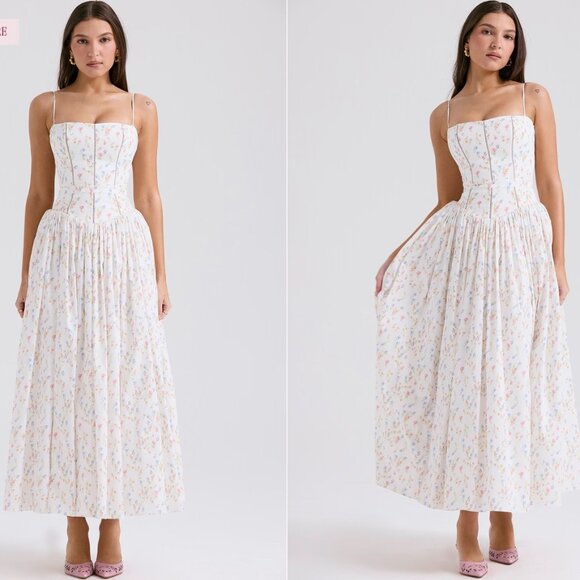 House of CB Ysabella white posy print cotton maxi sundress - Picture 1 of 6